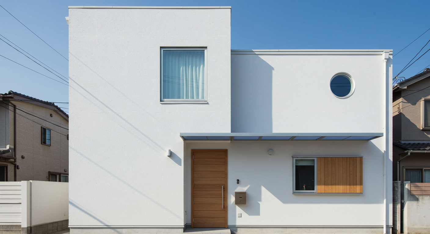 白を基調としたモダン住宅の外観