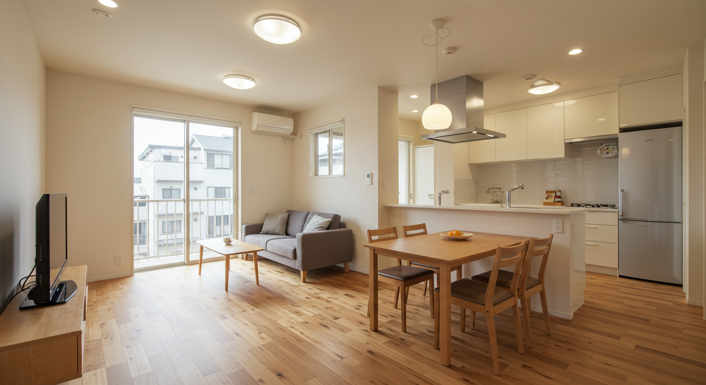 木質感のあるマンションリノベのLDK